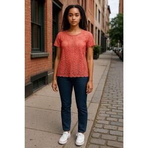 Maurice's Women's Sheer Pink Flower‎ Blouse Size Large